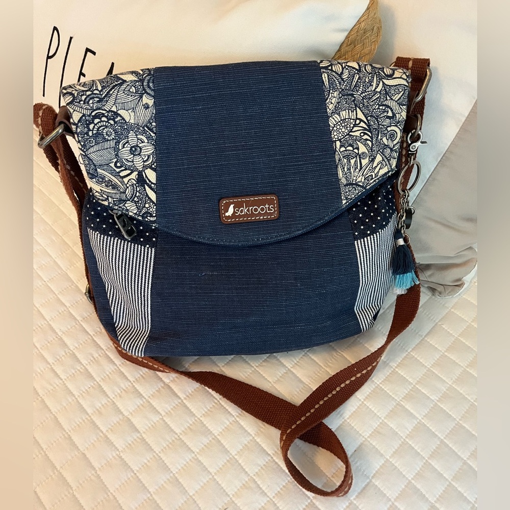 Sakroots Navy and Brown Crossbody Bag